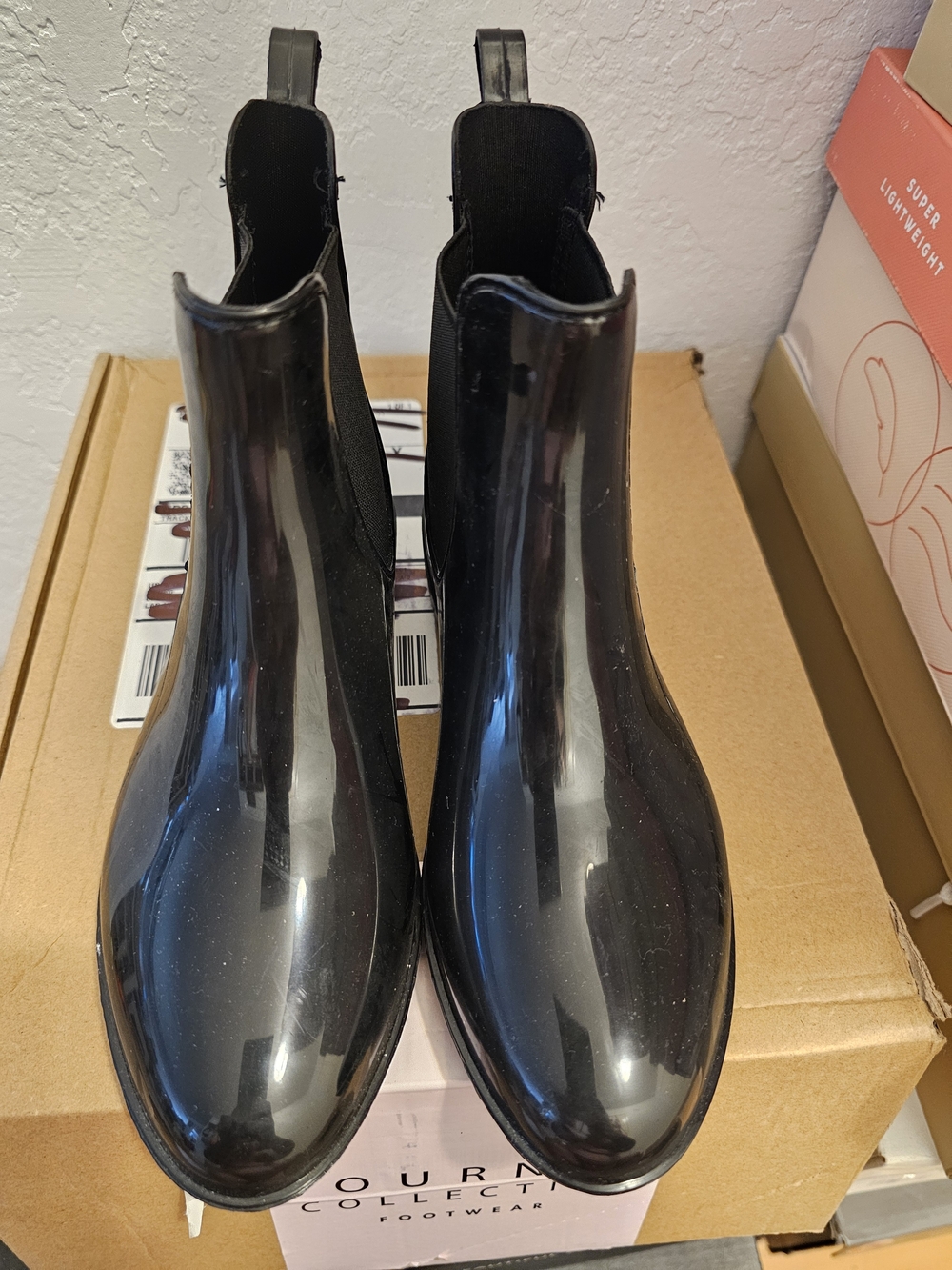 INC International Concepts Kids Black Gloss Chelsea Rain Boots - Picture 2 of 3
